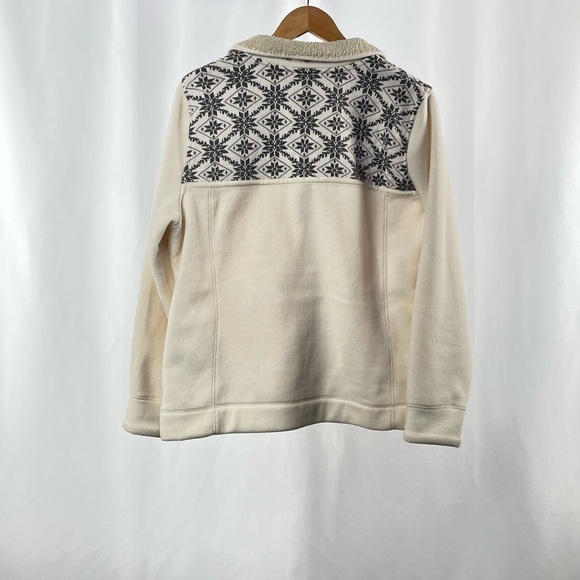 L.L.‎ Bean Printed Fleece Full Zip Jacket in Cream Grey Size Large - Picture 2 of 7